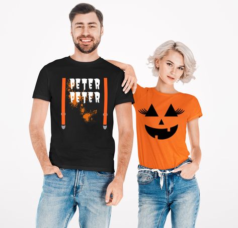 Couples Shirts Funny, Halloween Couples Costumes, Peter Pumpkin Eater, Peter Peter Pumpkin Eater, Funny Couple Costumes, Peter Pumpkin, Funny Couple Halloween Costumes, Halloween Couples, Pumpkin Eater