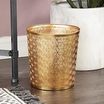 Glam up your home office with this cute little statement piece Cosmoliving By Cosmopolitan, Waste Bin, Gold Glam, Lattice Design, Glam Style, Carved Designs, How To Iron Clothes, Waste Basket, Modern Round