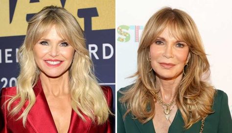 Christie Brinkley and Jaclyn Smith Christie Brinkley Hair, Bangs For Women Over 50, Flattering Hairstyles, Bangs For Women, Christie Brinkley, Short Bangs, Farrah Fawcett, Jaclyn Smith, How To Style Bangs