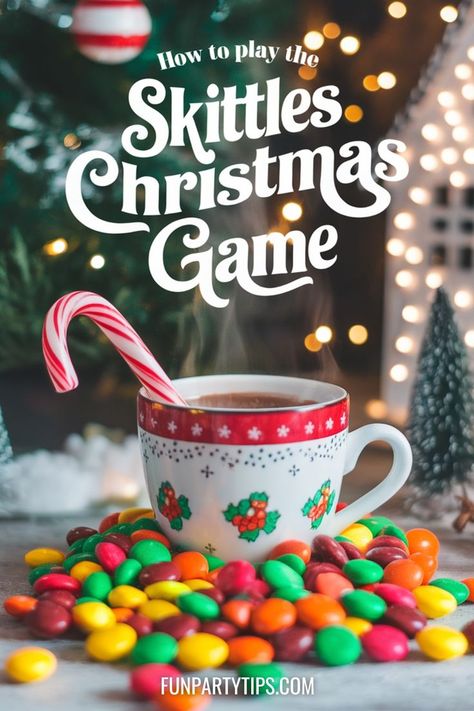 Looking for a Christmas party game that’s as fun as it is festive? Try the Skittles Christmas Game! It’s easy, engaging, and will make your celebration unforgettable. Adults AND kids can enjoy it for a family Christmas game. Plus you get a FREE PRINTABLE. Tap to learn more! Color Street Christmas Games, Easy Christmas Games For Adults, Christmas Games For Families, Color Street Christmas, Skittles Game, Skittles Candy, Games For Families, Christmas Games For Adults, Fun Christmas Games