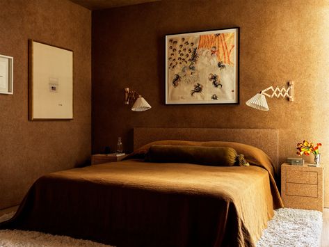 Cork Headboard, Miami Beach Apartment, Bed And Nightstand, Vintage Inspired Bedroom, Collected Interiors, Beautiful Bedroom Decor, Zen Bedroom, Eclectic Bedroom, Marcel Proust