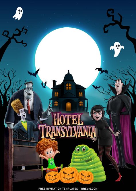 Festa Hotel Transylvania, Hotel Transylvania Birthday, Hotel Transylvania Party, Disney Superhero, Mom Tattoo Designs, Free Printable Birthday Invitations, Halloween Silhouettes, Free Invitation Templates, Hotel Transylvania