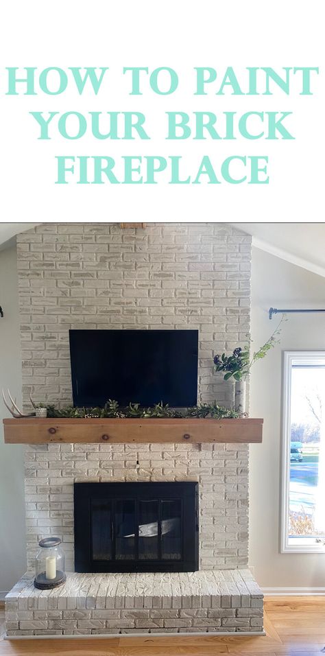 Painted Brick Fireplace Makeover, White Wash Brick Fireplace, Fireplace Diy, Fireplace Redo, Painted Brick Fireplace, Painted Brick Fireplaces, Fireplace Update, Brick Fireplace Makeover, Paint Fireplace