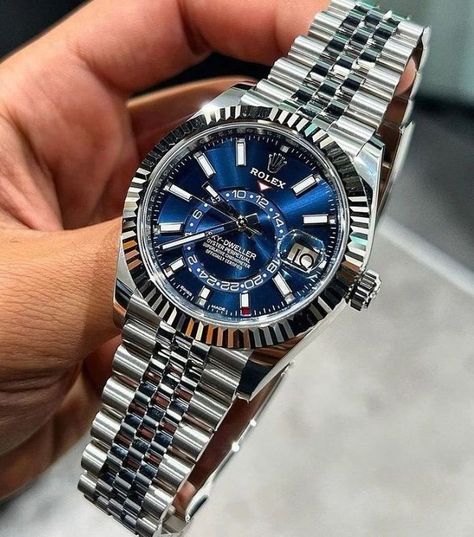 Blue Rolex Watch, Rolex Sky Dweller Blue, Blue Aesthetic Men, Reality Transurfing, Rolex Sky Dweller, Rolex Presidential, Rolex Blue, Scott Evans, Mens Luxury Lifestyle