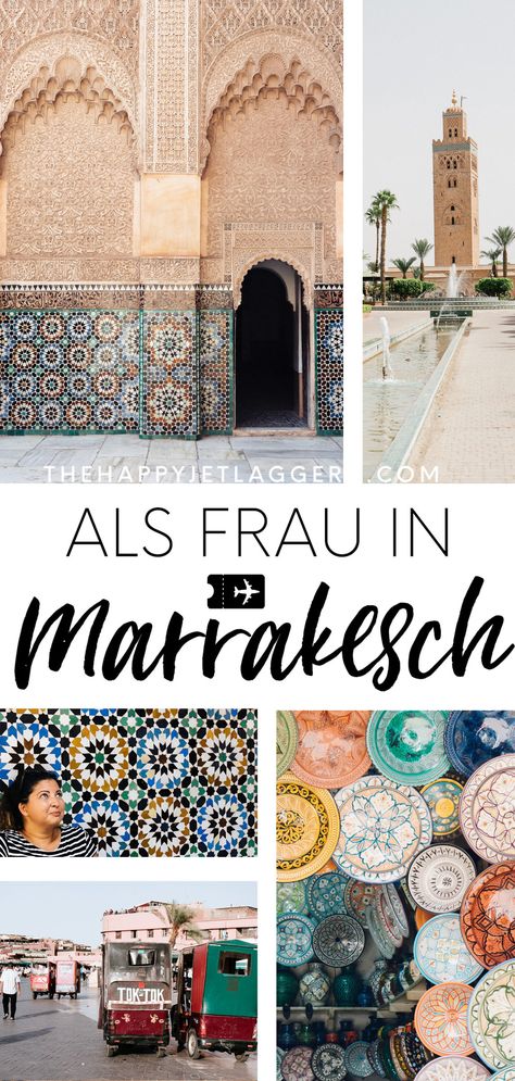 Als Frau nach Marrakesch reisen? Wichtige Tipps für Deine Reise nach Marokko. Tipps für Sehenswürdigkeiten, was man sehen muss, was die richtige Kleidung als Solo Traveller ist. Staune über die Paläste und den Place Djemaa el-Fna; lass dich im Jardin Majorelle verzaubern. #marrakesch #tipps #marokko #alleinreisen Best Places In Europe, Women Traveling, Traveling Alone, Morocco Travel, Places In Europe, Tips For Women, Nightlife Travel, Travel Images, Europe Travel Tips