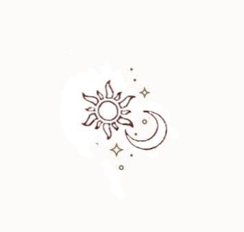 Moon And Sun Tattoo Behind Ear, Sun Moon And Stars Sister Tattoo, Descendants Tattoo Ideas, Star Sun And Moon Tattoo, Sun And Star Tattoo, Moon Sun Stars Tattoo, Sun Moon Tattoos, Sun Moon And Stars Tattoo, Little Tattoo Ideas