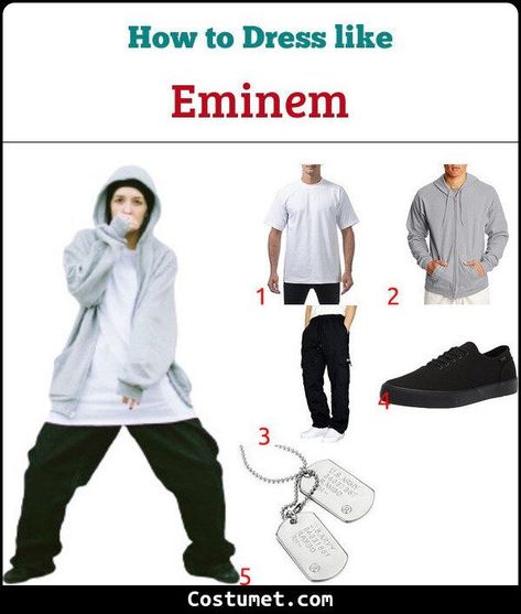 Eminem's Costume for Cosplay & Halloween 2022 Music Artists Costume Ideas, Eminem Costume Halloween, Halloween Costumes 2022 Men, Iconic Singers Costumes, Eminem Halloween Costume, Album Cover Costume, Music Artist Costume Ideas, Eminem Costume, Easy Halloween Costumes Men