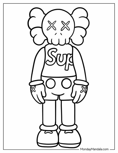 20 KAWS Coloring Pages (Free PDF Printables) Cartoon To Draw Easy, Trippy Rick And Morty Coloring Pages, Kaws Cricut, Creative Coloring Pages, Kaws Drawing Outline, Kaws Coloring Pages, Kaw Drawings, Tattoo Design Drawings Easy, Kaws Art Drawing