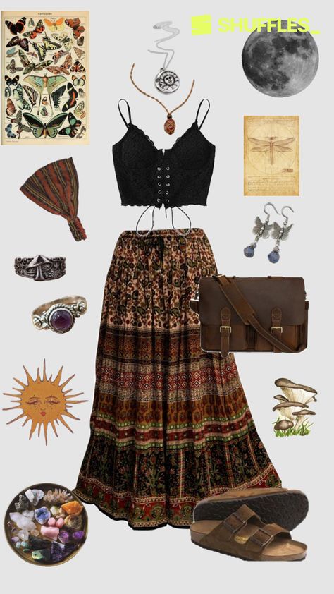 Created by nympheasr on Shuffles Earthy Outfits, Estilo Hippie, Boho Style Outfits, Hippie Style Clothing, Hippie Outfits, Edgy Outfits, Lookbook Outfits, Cute Fashion, Connect With People