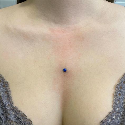 What is a Dermal Piercing and What Makes It So Requested at the Moment? ★ Derma Piercing, Surface Piercing Chest, Sternum Piercing Dermal, Chest Dermal Piercing, Dermal Piercing Chest, Chest Dermal, Sternum Piercing, Face Dermal Piercing, Back Dermal Piercing