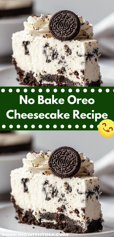 Craving something sweet? This No Bake Oreo Cheesecake is the ultimate indulgence, offering a luscious blend of chocolate and cream cheese. It's an effortless dessert idea that will impress your friends and family. Assorted Cheesecake, No Bake Oreo Cheesecake Recipe, Oreo Crust Recipe, Baked Oreo Cheesecake Recipe, No Bake Oreo Dessert, Oreo Cheesecake Recipe, Oreo Cheesecake Cookies, Oreo Filling, Oreo Cheesecake Recipes