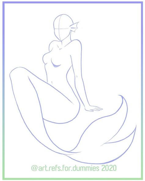 Reference by @art.refs.for.dummies on Instagram Body Base Drawing Mermaid, Drawing Poses Mermaid, Mermaid Bases Drawing, Mermaid Body Drawing, Siren Base Pose, Siren Drawing Base, Mermaid Oc Challenge, Mermaid Top Drawing, Body Pose Drawing Female