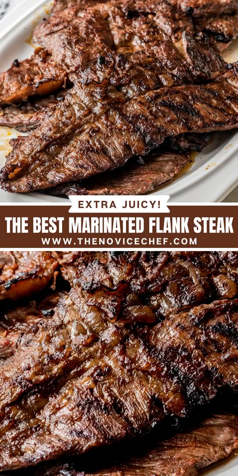 Tender flank steak is grilled to perfection and seasoned with a bright citrus marinade. You will absolutely love this juicy steak dinner! Smoked Flank Steak Recipes, Smoked Flank Steak, Steak Recipes Grilled, Flank Steak Tacos, Steak Marinades, Simple Marinade, Steak Marinade Recipes, Marinated Flank Steak, Flank Steak Recipes