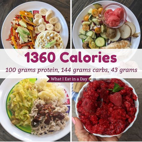 Full day of eating on a macros diet plan at 40% carbs, 30% protein, and 30% fat. 1360 calories. 1400 Macro Meal Plan, 1400 Calorie Macro Meal Plan, 1400 Calorie Meal Plan High Protein, Macro Diet Plan, 1300 Calorie Meal Plan, 1400 Calorie Meal Plan, Health Beet, Diet Plate, Carrots Healthy