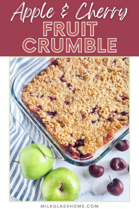 Apple And Cherry Crumble, Cherry And Apple Desserts, Cherry Apple Crisp, Apple Cherry Crisp, Cherry Pie Crumble, Apple Crumble With Oats, Cherry Crisp Recipe, Easy Bakes, Thanksgiving Sweets