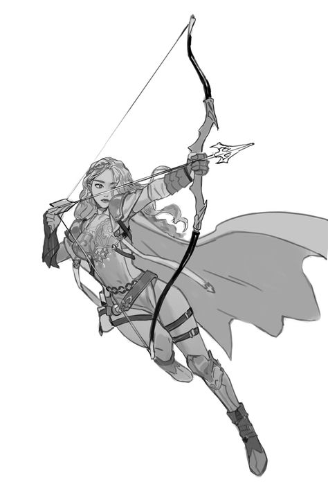 Archer Pose, Bow And Arrow, Character Sketches, 판타지 아트, 영감을 주는 캐릭터, Art Poses, Anime Poses Reference, Drawing Poses, Drawing Reference Poses