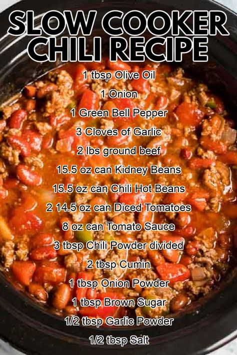 Homemade Chilli Recipe Crock Pots, Easy Crock Pot Chilli Recipes, Chilli Recipe Crockpot Homemade Chili, Best Crock Pot Chilli Recipes, Slow Cooked Chilli Beef Chili Recipes, Chilli Recipe Crockpot, Classic Chili Recipe, Delicious Chili Recipe, Homemade Chili Recipe