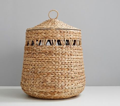 Kids Storage: Bins & Baskets | Pottery Barn Kids Woven Hamper, Basket Nursery, Nursery Hamper, Nursery Dresser, Baby Bedding Sets, Nursery Storage, Playroom Furniture, Water Hyacinth, Wicker Basket