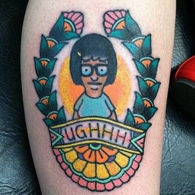 Tina Belcher Tattoo, Tina Tattoo, Goodness Tattoo, Burger Tattoo, Bobs Burgers Tattoo, Bobs Burger, Tina Belcher, Delicate Tattoo, Incredible Tattoos