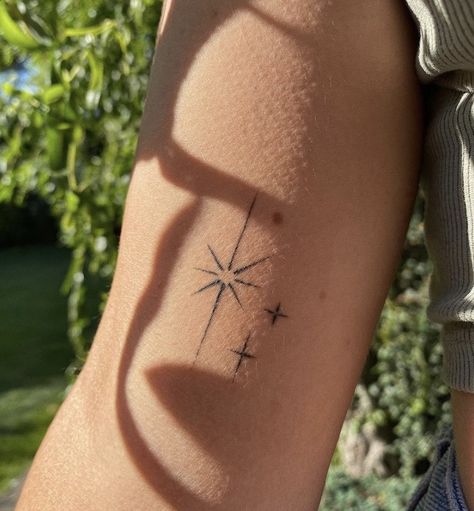 Simple Bicep Tattoos For Women, Cross Stitch Tattoo, Sparkle Tattoo, Russian Tattoo, Light Tattoo, Bicep Tattoo, Petite Tattoos, Tattoo Now, Star Tattoo