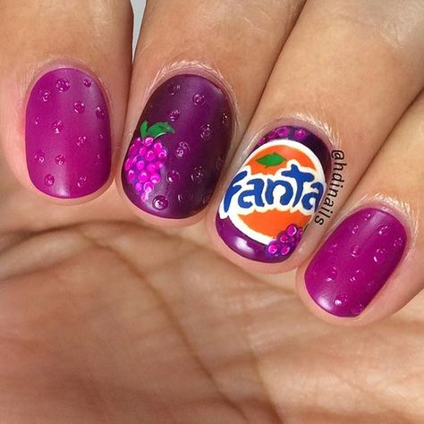 Fanta Grape Nails Soda Nails, Grape Nails, Grape Fanta, Daily Nail Art, Nail Pink, Pink Fanta, Nails Inspired, Grape Soda, Nail It