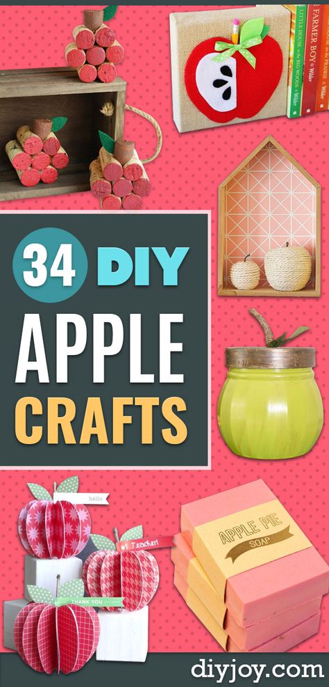 DIY Apple Crafts | Cute and Easy DIY Ideas With Apples - Painting, Mason Jars, Home Decor Kitchen Crafts Diy, Apple Garland, Apple Crafts, Diy Apple, Apple Craft, Diy Plastic Bottle, Apple Painting, Apple Decorations, Weekend Crafts