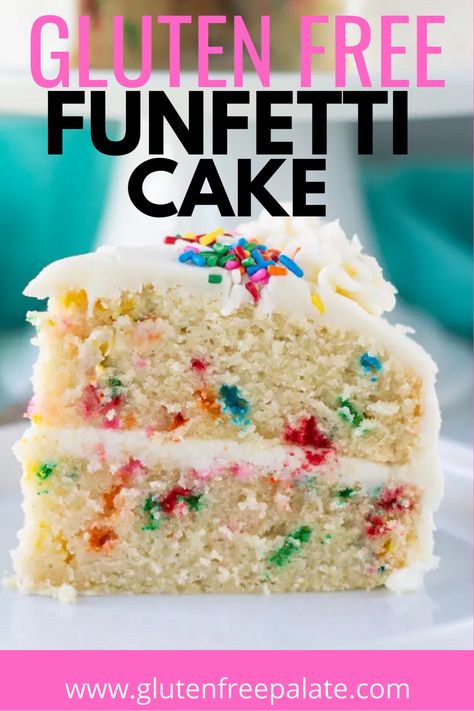 A fluffy, tender gluten-free funfetti cake recipe that makes the perfect gluten-free birthday cake. Gluten Free Birthday Cake Recipe, Gluten Free Funfetti Cake, Funfetti Cake Recipe, Dairy Free Buttercream, Gluten Free Birthday Cake, Gluten Free Vanilla Cake, Gluten Free Cake Recipe, Gf Food, Gf Baking