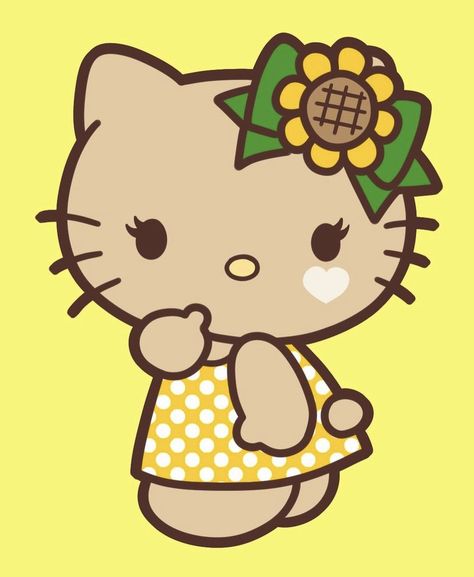 Sunflower yellow hello kitty very cute Yellow Hello Kitty, Sanrio Icons, Kitty Aesthetic, Sticker Making, Hello Kitty Tattoos, Beach Icon, Soft Pink Theme, Kitty Art, Kitty Drawing