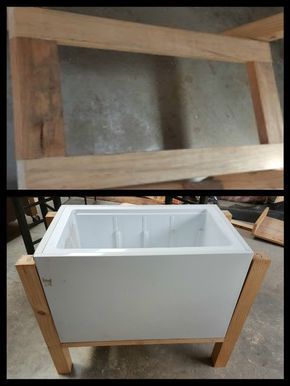 She rips the door off an old freezer for this brilliant backyard idea Backyard Cooler, Garden Upcycle, Wood Cooler, Patio Cooler, Futon Decor, Outdoor Cooler, Ned Kelly, Garage Cabinet, Dog Bench