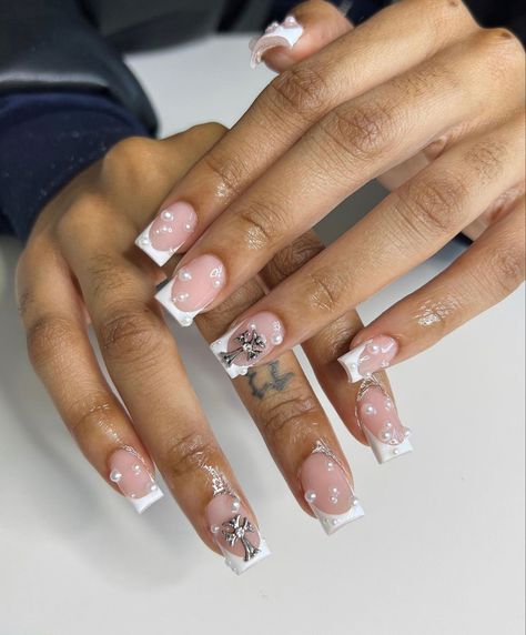 Nails With Charms, Drip Nails, Acrylic Nails Designs, Short Square Acrylic Nails, Dope Nail Designs, Acrylic Nails Coffin Pink, Long Square Acrylic Nails, Unique Acrylic Nails, Nail Sets