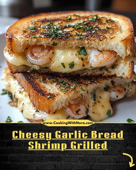 Cheesy Garlic Bread Shrimp Grilled Grilled Shrimp on Cheesy Garlic Bread Ingredients: 1 baguette or French bread, sliced lengthwise 1/2 cup unsalted butter, softened 3 cloves garlic, minced 1 cup shredded mozzarella cheese 1/4 cup grated Parmesan cheese 1 lb large shrimp, peeled and deveined 2 tablespoons olive oil 1 teaspoon smoked paprika 1/2 teaspoon garlic powder 1/4 teaspoon cayenne pepper (optional) Salt and pepper to taste 2 tablespoons chopped parsley for garnish Directions: Preheat y... Shrimp Grilled, Breaded Shrimp, Cheesy Garlic Bread, Large Shrimp, Bread Ingredients, Grilled Shrimp, Cayenne Pepper, French Bread, Shredded Mozzarella