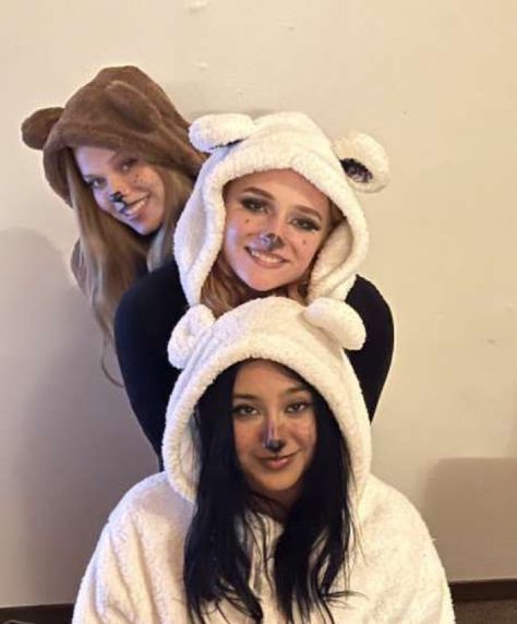 Halloween costume We Bear Bears Halloween Costume, We Bare Bears Halloween Costumes, Bear Duo Costume, We Bear Bears Costume, We Bare Bears Costume, We Bare Bears Halloween, Trio Halloween Costumes Onesie, Friend Halloween Costumes Three, We Bare Bears Outfit