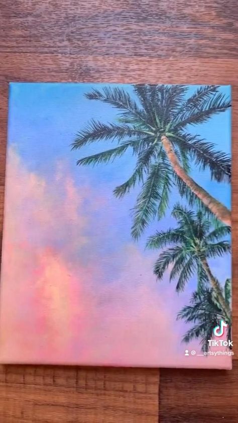 Art On Canvas Ideas Acrylics, Sky Art Painting, Canvas Painting Tutorials, Cute Canvas Paintings, Abstract Art Painting Diy, Landscape Art Painting, Painting Art Lesson, Canvas Painting Diy, Small Canvas Art