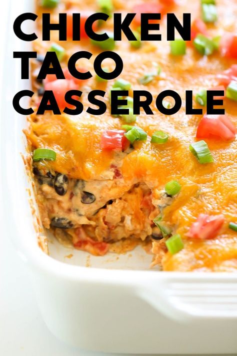 Chicken Taco Casserole, Baked Chicken Tacos, Ideal Family, Chicken Taco, Taco Casserole, Creamy Cheese, Easy Casserole Recipes, Chicken Recipes Casserole, Chicken Dishes Recipes