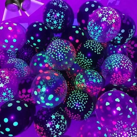 10pcs 12inch Uv Neon Glow Fluorescent Balloons Decor Happy Birthday Party Balloons Glow In The Dark Blacklight Reactive Supplies - Ballons & Accessories - AliExpress Glow Balloons, Balloon Glow, Glow In The Dark Party, Glow Party Supplies, Balloons Decor, Photo Balloons, Dark Party, Heart Prints, Prom 2024