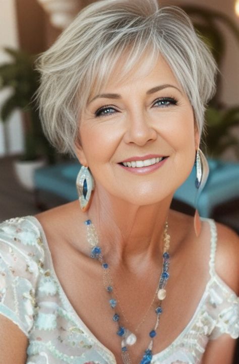 Cute Short Haircuts With Wispy Bangs, Short Bob For Straight Hair, Womens Short Layered Haircut, Short Haircuts For Thick Hair Over 50, Modern Short Haircuts For Women, Over 50 Short Hairstyles For Women, Hair Styles Over 50 Fifty Not Frumpy, Short Hair Over 50 Women, Short Haircut Back View