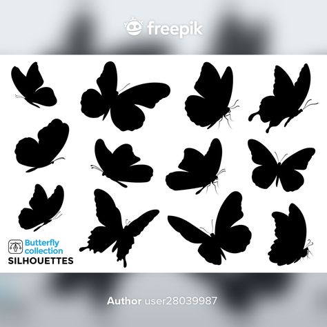 Butterfly Sillhoute, Butterfly Silhouette Templates, Butterfly Silhouette Tattoo, Black Butterfly Painting, Butterflies Silhouette, Animals Butterfly, Black Butterfly Tattoo, Butterfly Shadow, Vector Animals