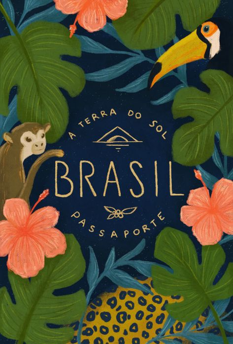 Brazil Illustration Art, Tropical Design Graphic, Brazil Illustration, Brazil Party, Brazil Design, Brazil Logo, Graphic Deisgn, Brazil Map, Tropical Theme Party