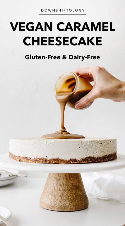 Cheescake Recipe, Dairy Free Cheesecake, Cheesecake Vegan, Cheesecake Layer, Vegan Cheesecake Recipe, Gluten Free Cheesecake, Vegan Caramel, Vegan Cheesecake, Caramel Cheesecake