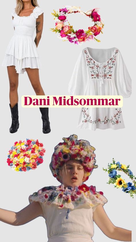 Dani Midsommar horror Halloween costume inspo/idea perfect for solo or couples costume🌸🐻🌼#midsommar #florencepugh #halloween #halloweenaesthetic #halloweencostume #costume Dani Midsommar, Midsommar Costume, Iconic Halloween Costumes, Horror Halloween Costumes, Horror Costume, Couples Costume, Holloween Costume, Costume Inspo, Horror Halloween