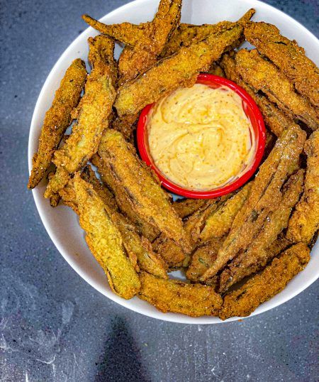 Fried Okra | Tony Chachere's Firecracker Fried Okra, Fried Okra Batter Recipe, Deep Fried Okra, Fried Whole Okra, Tony Chachere Seasoning Recipe, Okra Dishes, Southern Veggies, Fried Okra Recipe, Fried Appetizers