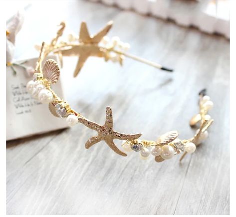 Diana Tiara, Mermaid Accessories, Tiara Headband, Sea Wedding, Ocean Wedding, Hair Accessories Wedding, Gold Tiara, Beach Wedding Hair, Gold Hair Accessories