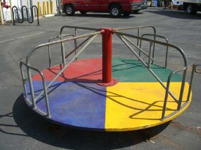 Playground - Vintage Multi-Colored Merry-Go-Round Merry Go Round Playground, Blue Fly, Merry Go Round, Multi Colored, Blue, Color