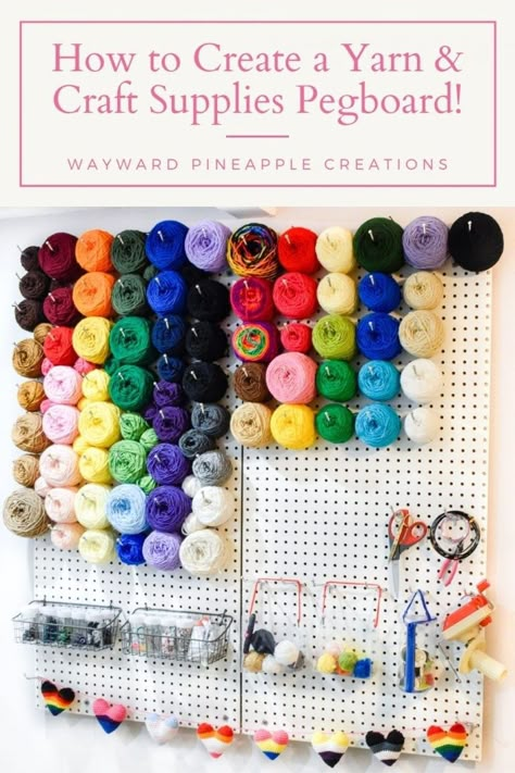 Yarn Storage Ideas, Yarn Storage Solutions, Ikea Small Bedroom, Pegboard Baskets, Craft Organisation, Knitting Room, Small Craft Rooms, Craft Shed, Yarn Winder