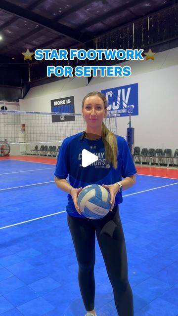 Conway Juniors Volleyball Club on Instagram: "⭐️STAR FOOTWORK FOR SETTERS⭐️  This is a dry footwork series that we have all of our setters do before every single practice, or time they step on the court. It helps train our footwork to become second nature! Thank you Macy & Ella for showing us how it’s done!   🌟 5 points in the “star” series-  1) Forward  2) Diagonal Forward  3) Straight Off  4) Diagonal Back  5) Straight Back  *spin moves are only used on spots off of the net*  Our setters warm up series: 2 x 2 step, 2 x 4 step, 2 x Spin Moves. You can also do this footwork and mimic a RS set finish.   Add these to your setters routine, and let us know if it helps!!  Save & Follow for more ⬅️   #conwayjuniors #cjv #volleyball #vballworld #setter #skills #drills #setterfootwork #improveyou Drills For Setters, Volleyball Setter Workouts, Volleyball Setting Drills For Beginners, Setter Drills For Volleyball, Volleyball Footwork Drills, Fun Volleyball Drills For Practice, Setter Workout, Volleyball Setter Drills, Volleyball Drills For Practice