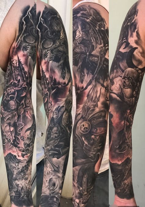 World of Warcraft World Of Warcraft Tattoo Sleeve, Skyrim Tattoo Sleeve, Cb Tattoo, World Of Warcraft Tattoo, Warcraft Tattoo, Dota Tattoo, Hand Tattoos Pictures, Skyrim Tattoo, Hand Tattoo Images