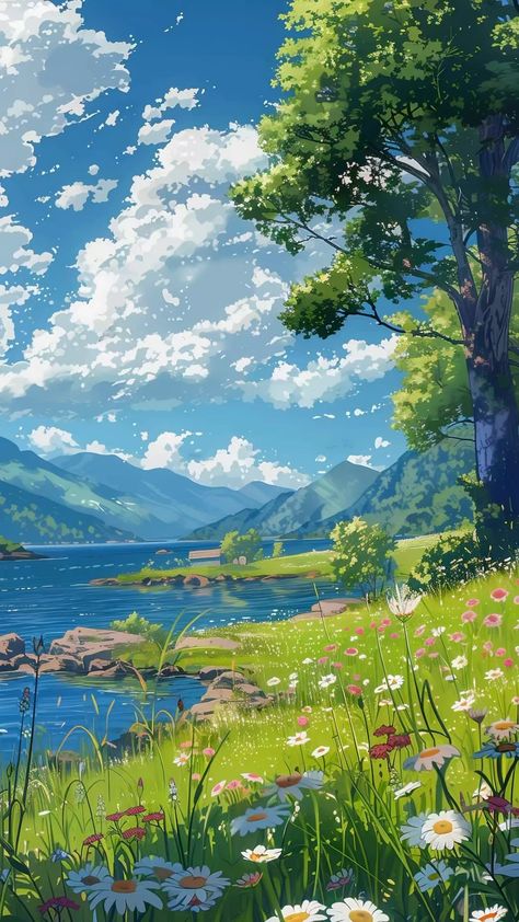 Hd Nature Wallpapers, Nature Gif, Beautiful Scenery Nature, Dreamy Art, 판타지 아트, Landscape Nature, Nature Illustration, Alam Yang Indah, Anime Scenery Wallpaper