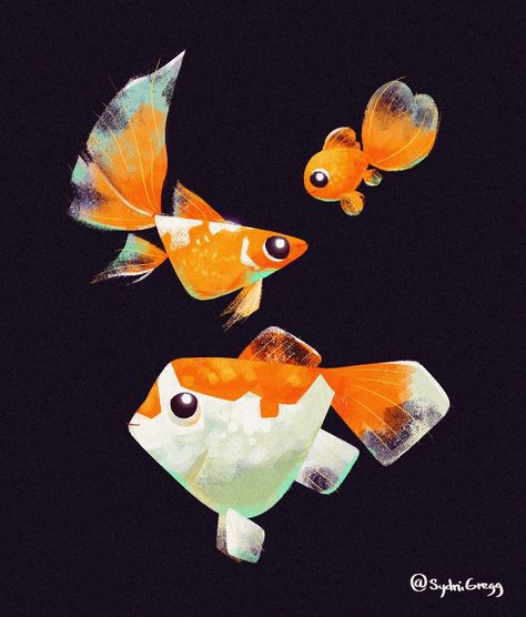 Fish Character Illustration, Japanese Fish Illustration, Fish Concept Art, Fish Character Design, Goldfish Illustration, Fish Reference, Fish Illustration, Mystical Art, Environment Concept Art