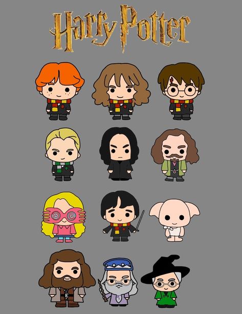 Harry Potter Characters Illustration, Harry Potter Cute Pictures Cartoon, Harry Potter Cartoon Cute, Chibi Harry Potter Characters, Harry Potter Cute Art, Harry Potter Characters Drawings, Harry Potter Cartoon Drawing, Cute Harry Potter Drawings, Draw Harry Potter Characters