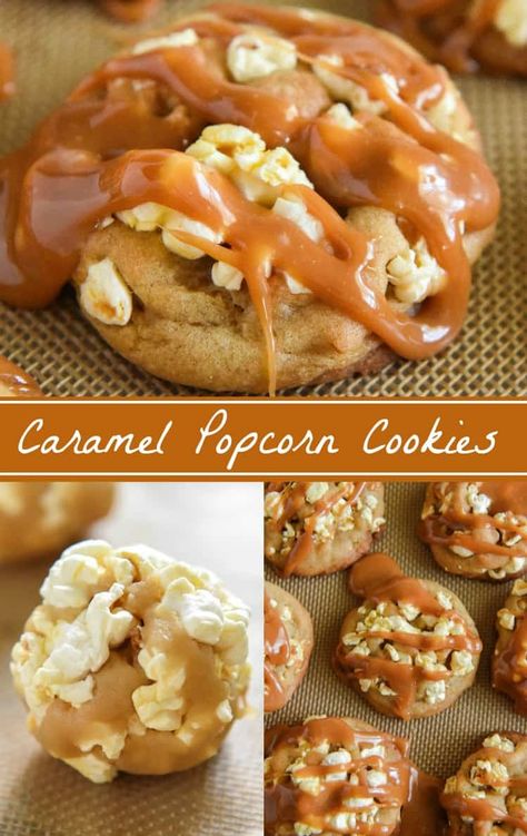 Cookie Trailer, Popcorn Dessert, Recipe For Caramel, Baking Competition, Popcorn Cookies, Crunchy Caramel, Chewy Caramel, Simple Cookie, Dreamy Desserts